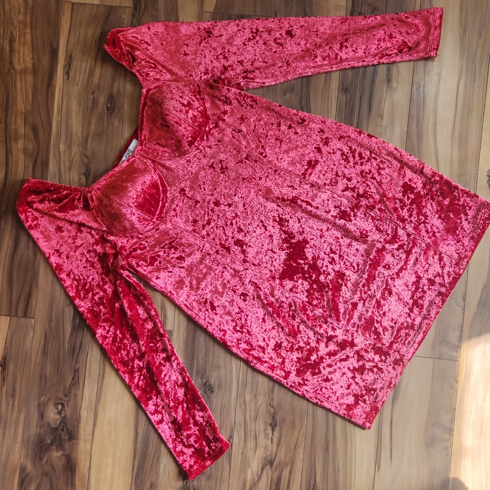 Madden NYC Junior's Red Velvet Corset Bodycon Dress Long Sleeve Size XL